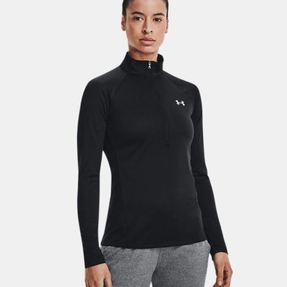 Under Armour Women’s UA Tech Quarter Zip Sweatshirt Top Black Heatgear Loose S - Picture 1 of 7